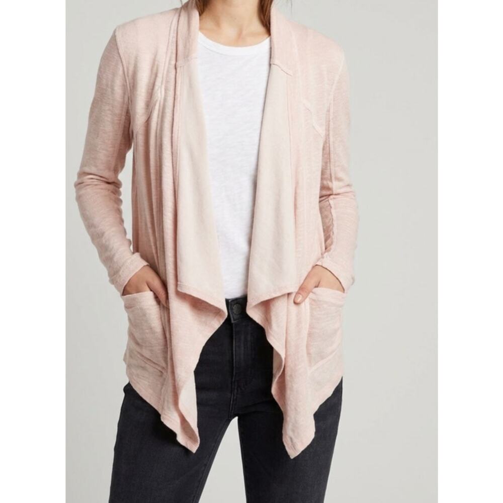 Anthropologie Saturday/Sunday Pink Cotton Knit Blazer Cardigan Medium Open Front